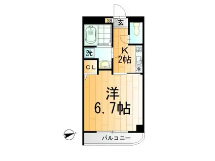 ガーデンコート青葉の森(1K/1階)の間取り写真