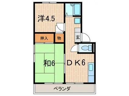 エステートピアオカ(2DK/2階)の間取り写真