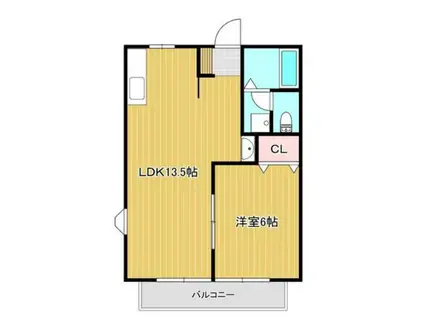 アビタシオンくわの 102(1LDK/1階)の間取り写真