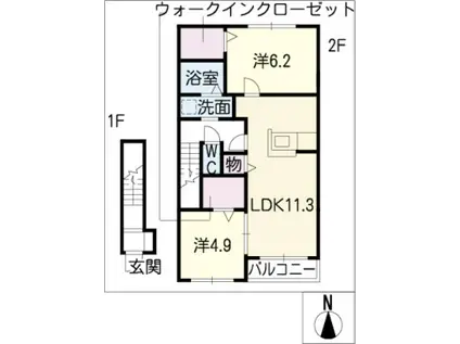 プランドール(2LDK/2階)の間取り写真