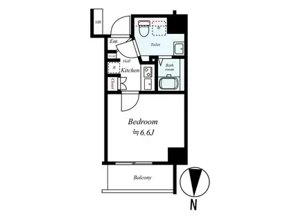 ヴァローレスパジオ清澄白河(1K/6階)の間取り写真