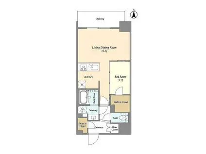 ルネサンスコート錦糸町II(1LDK/11階)の間取り写真