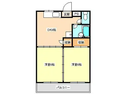 モイセスハウス津久礼(2DK/1階)の間取り写真
