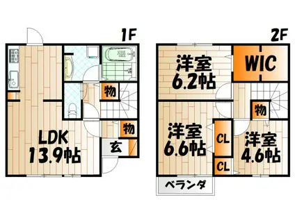 セジュール長浜A棟(3LDK/1階)の間取り写真