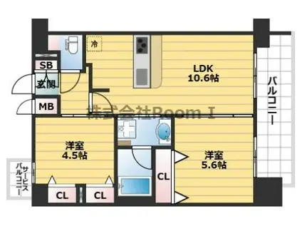 プレサンス堺筋本町エグゼブラン(2LDK/13階)の間取り写真