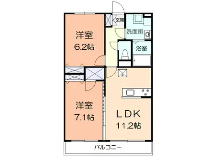 グレイシャス新横浜(2LDK/2階)の間取り写真