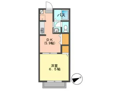 コーポセレッソ(1DK/1階)の間取り写真