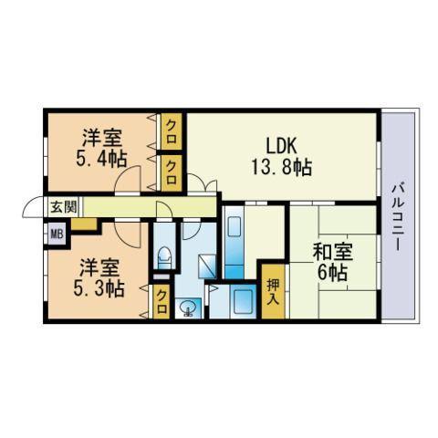 プレステージ和白Ⅲ(3LDK/3階)の間取り写真