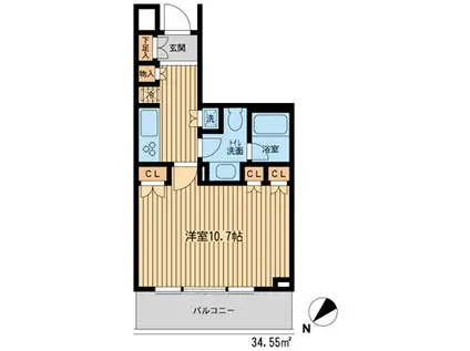 エイチエフ新横浜レジデンス(1K/2階)の間取り写真