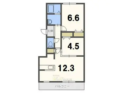 セントポーリアシェリル(2LDK/3階)の間取り写真