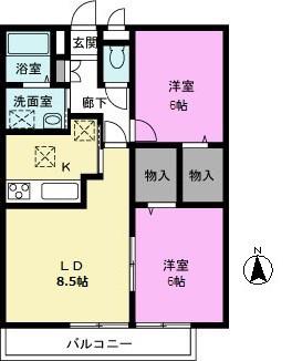 ロイヤルハーモニー(2LDK/3階)の間取り写真