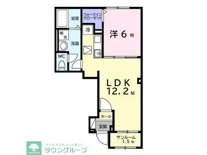 デルーナI(1LDK/1階)の間取り写真