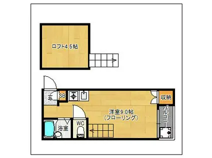 オアシス美野島(ワンルーム/2階)の間取り写真