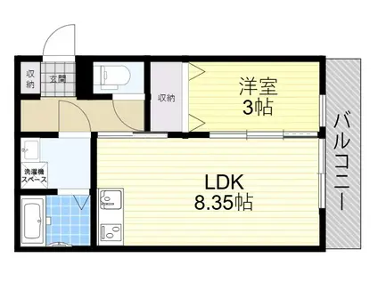 ソウザ甲斐田(1LDK/2階)の間取り写真