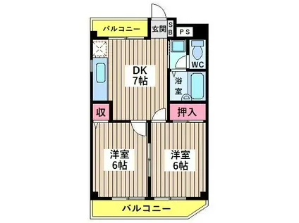 ドレスウェル・コンフォート(2DK/2階)の間取り写真