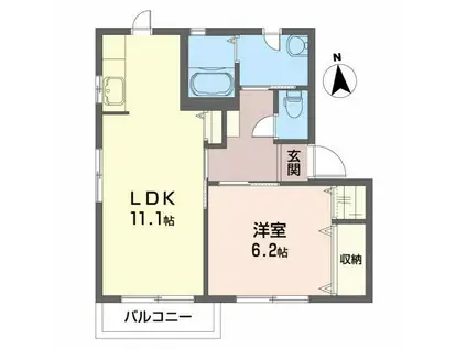 プティ・ベルジュA(1LDK/2階)の間取り写真