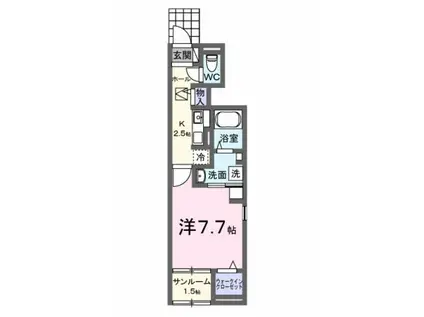 アルバスラピスIII(1K/1階)の間取り写真