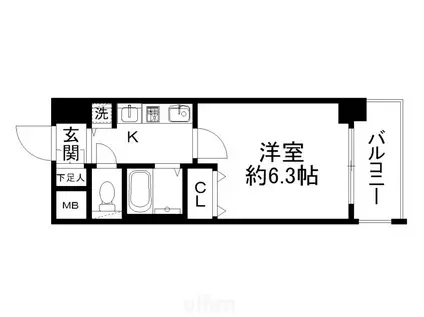 プレサンス京都四条堀川(1K/11階)の間取り写真