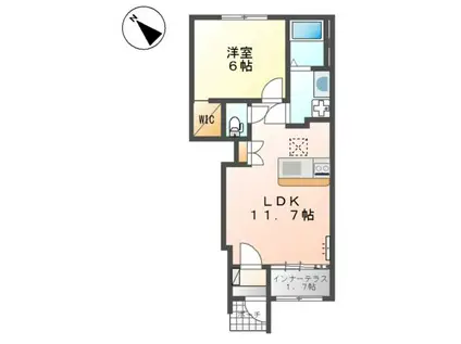 三木市緑が丘町本町一丁目アパート(1LDK/1階)の間取り写真