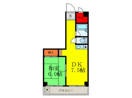 メゾン江坂(1DK/5階)の間取り写真