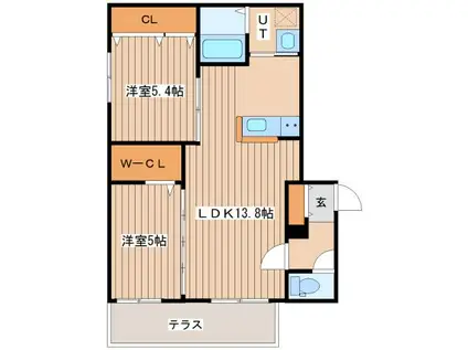 TERRA BRIGHT (2LDK/1階)の間取り写真