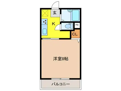 アムール(1K/1階)の間取り写真