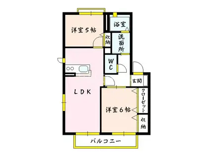 パークサイドしぎの(2LDK/1階)の間取り写真