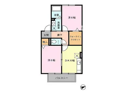 ルミエール大塔B(2DK/2階)の間取り写真