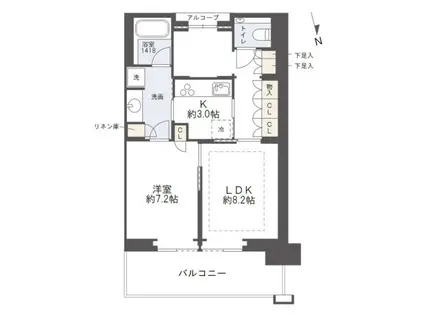 グラングリーン大阪 THE ノース RESIDENCE(1LDK/28階)の間取り写真