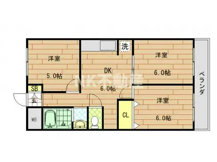 協栄ハイツII(3DK/2階)の間取り写真