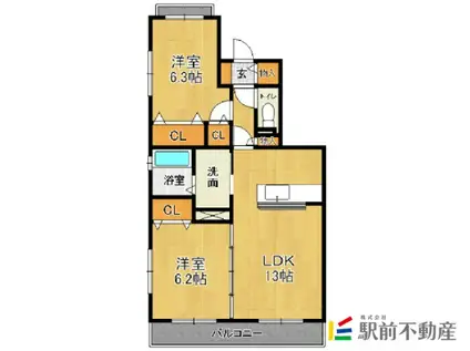 グランドソレーユ(2LDK/2階)の間取り写真