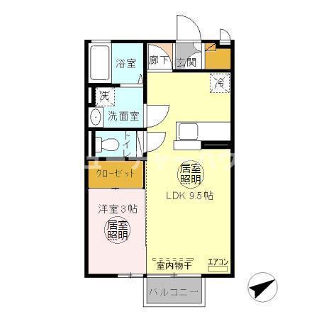 ヘクセンハウス堀町(1LDK/2階)の間取り写真