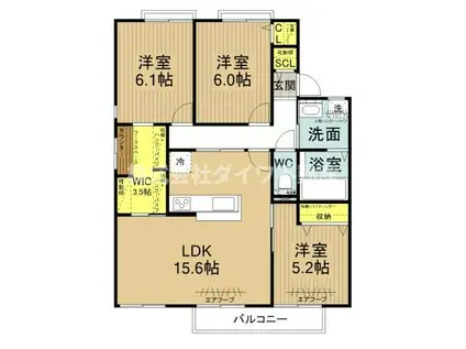 エクセル男川(3LDK/2階)の間取り写真