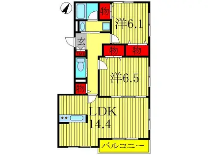 カスティージョ(2LDK/2階)の間取り写真