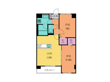 ネクステージ三萩野プレミアム(2LDK/2階)の間取り写真