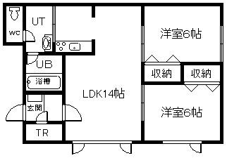 ＪＲ石北本線 新旭川駅 徒歩10分 2階建 築23年(2LDK/1階)の間取り写真