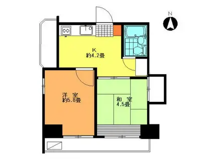 ゾンネンハイム牛込(2K/1階)の間取り写真