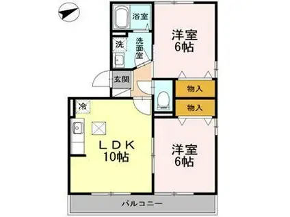 カサグランデ(2LDK/1階)の間取り写真