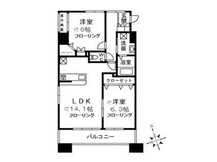 パークアレー川口(2LDK/10階)の間取り写真