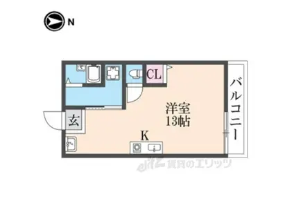 香里さくらハイツ3(ワンルーム/3階)の間取り写真