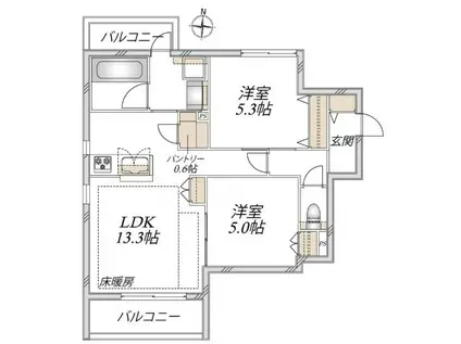 成増3丁目メゾン(2LDK/3階)の間取り写真