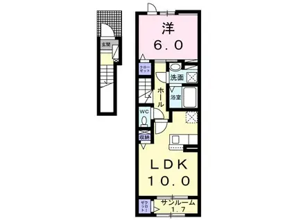 アーヴィア(1LDK/2階)の間取り写真