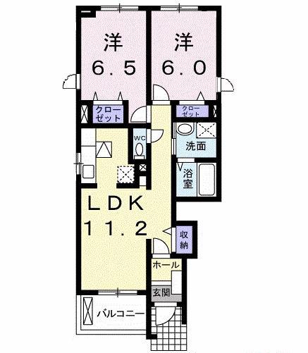 グラース・メゾン・K(2LDK/1階)の間取り写真