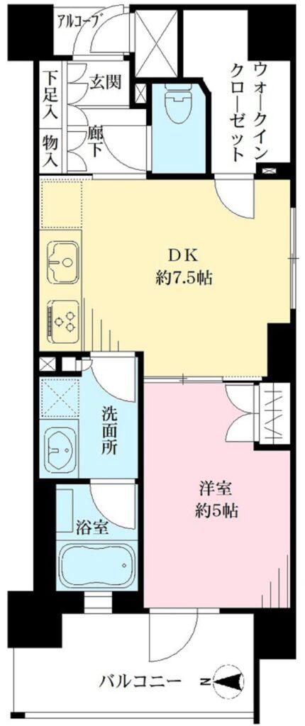 ルーシア京都烏丸御池(1DK/7階)の間取り写真