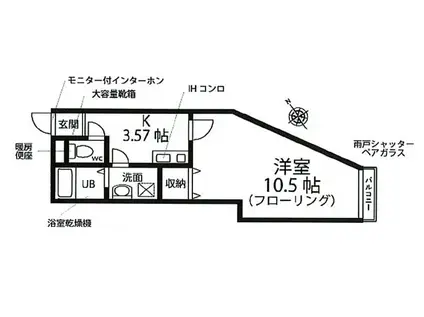 プレミールII(1K/1階)の間取り写真