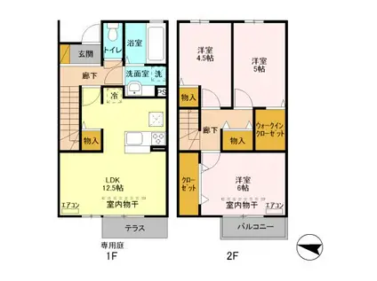オーキッド(3LDK/1階)の間取り写真