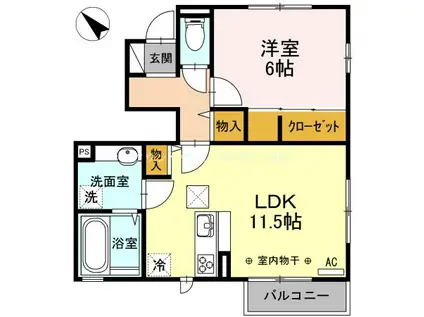 LAPRINTEMPSラプランタン(1LDK/1階)の間取り写真