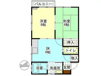 フローリアン(2DK/1階)の間取り写真