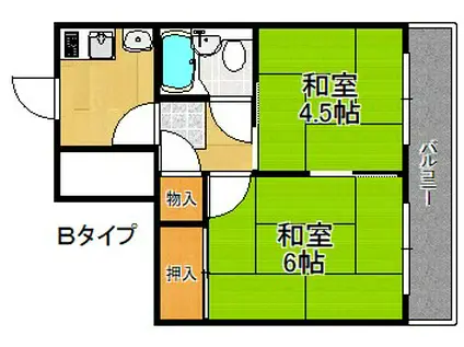 アパートメント泉佐野(2K/2階)の間取り写真