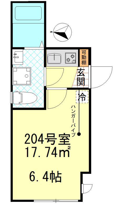 オーガスタコート堀切菖蒲園(1K/2階)の間取り写真
